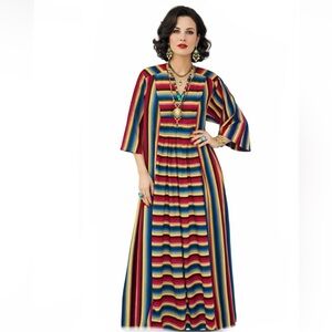 VINTAGE Frederick's OH 60's/ 70's Terry Cloth Caftan/House Dress Festival Hippie